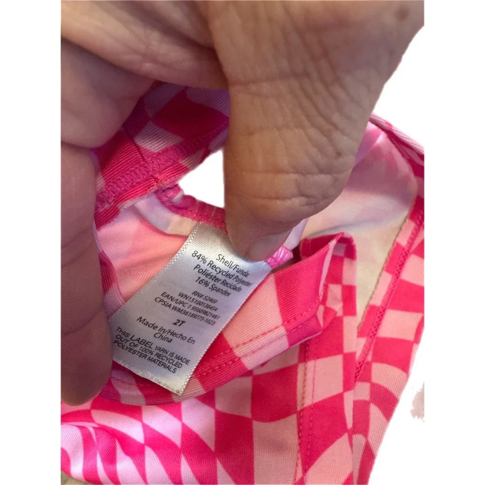 Wonder Nation Rash Guard‎ Toddler 2T Pink Excellent Warped Checkerboard Top